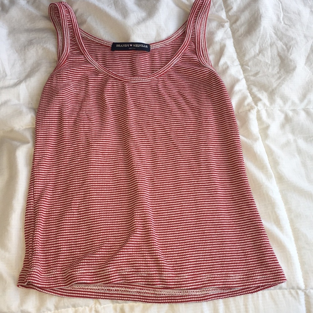 Red and white striped tee
